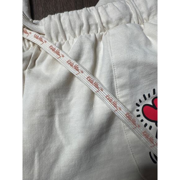 Keith Haring Women’s Large Cream Joggers Heart Graphic Sweatpants - Picture 4 of 8